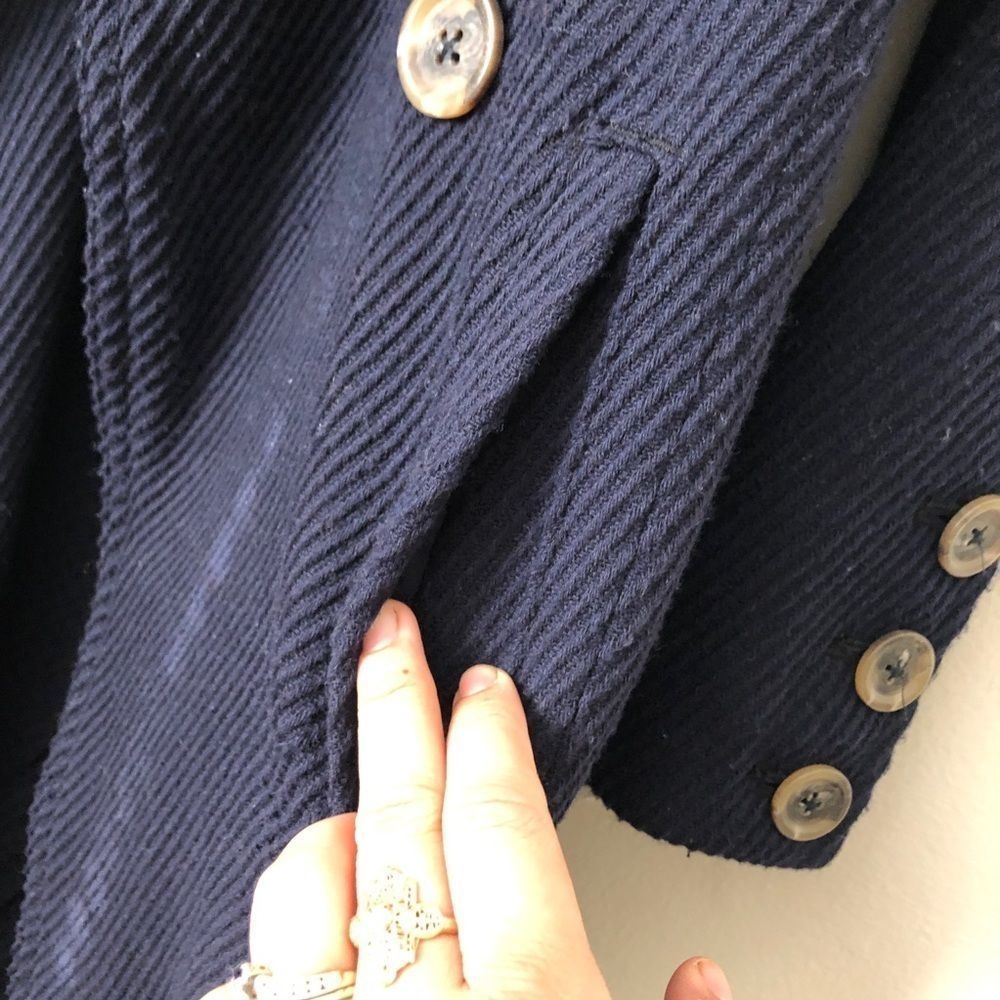 Free People Navy Textured Long Trench Coat - Picture 3 of 13